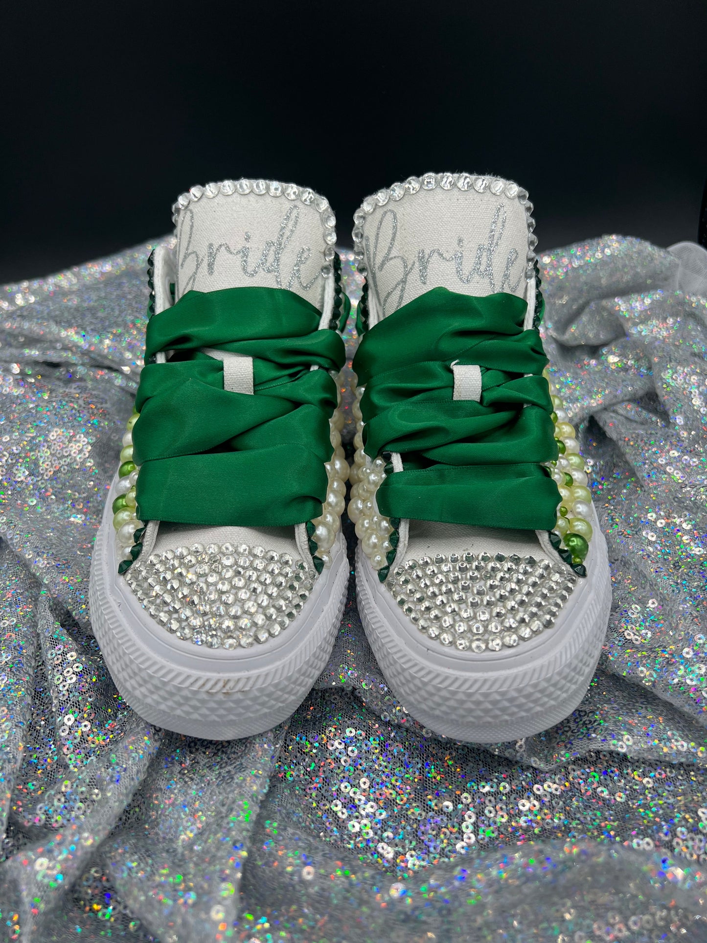Wedding/Special Event /Diamonds & Pearls Converse Kicks- Adult & Youth-LOW Top