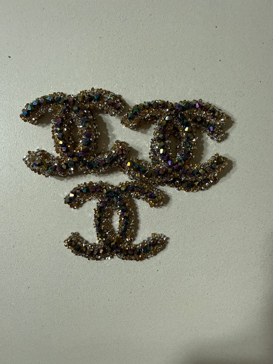 C inspired Gold Trim Colorful Brooch