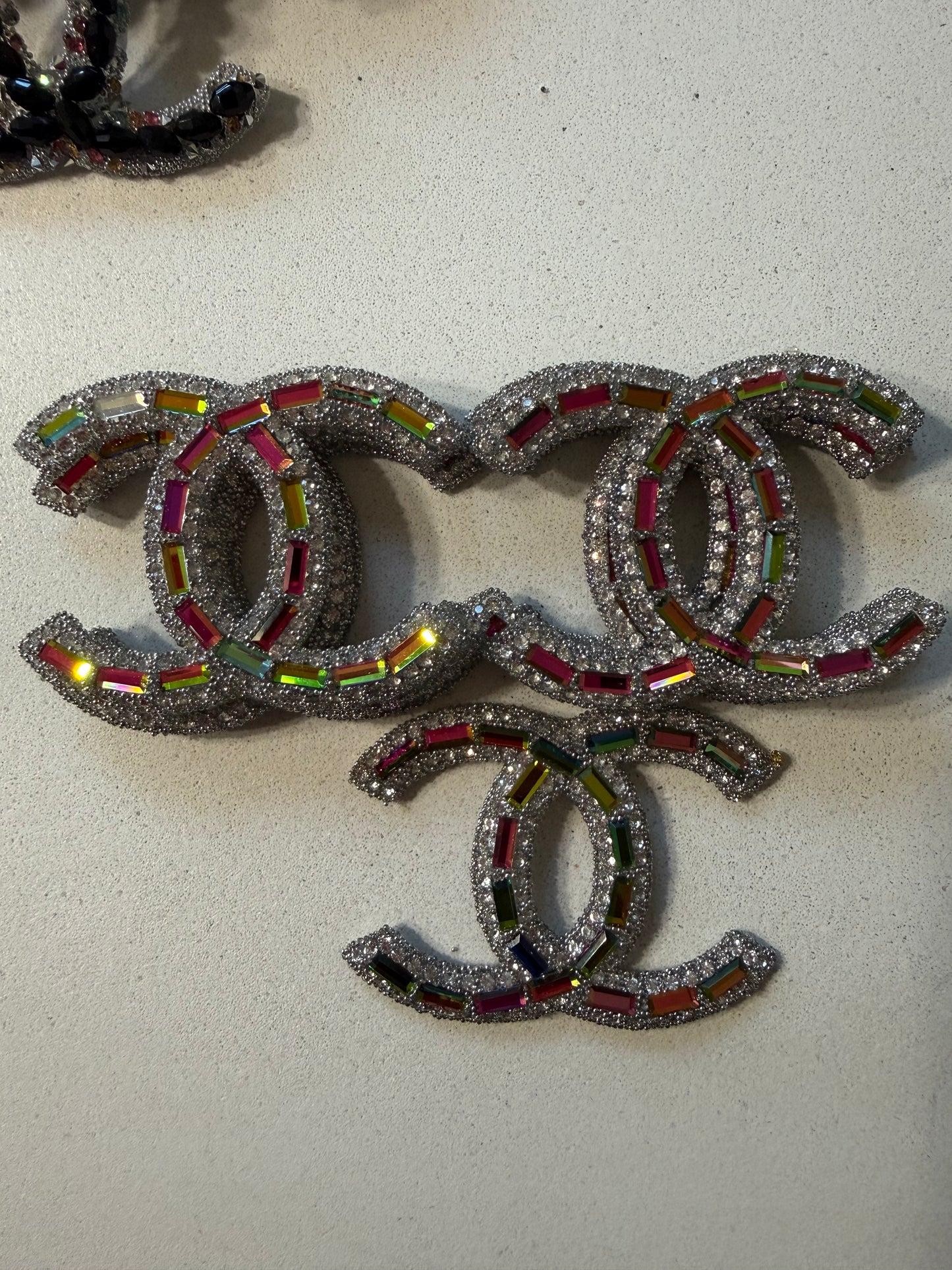 C inspired Silver Colorful Brooch