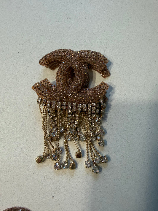 C inspired Rose Gold Brooch Fine Diamonds