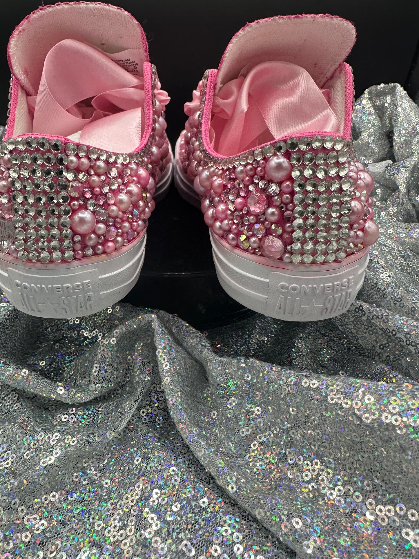 Wedding/Special Event /Diamonds & Pearls Converse Kicks- Adult & Youth-LOW Top