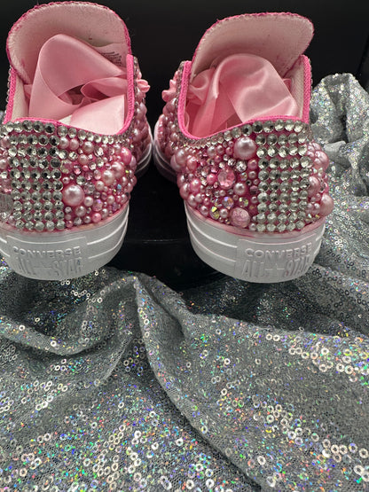 Wedding/Special Event /Diamonds & Pearls Converse Kicks- Adult & Youth-LOW Top