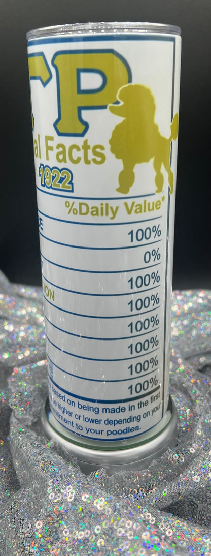 Greek'd Up Custom "Nutritional Facts" Themed 20 oz Tumbler