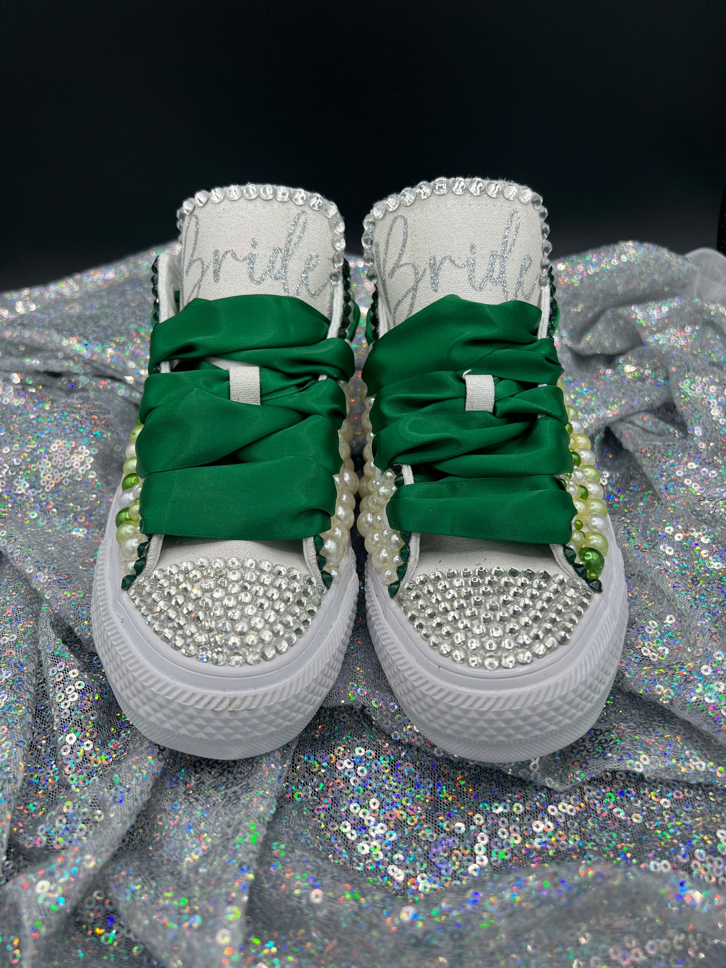 Wedding/Special Event /Diamonds & Pearls Converse Kicks- Adult & Youth-LOW Top