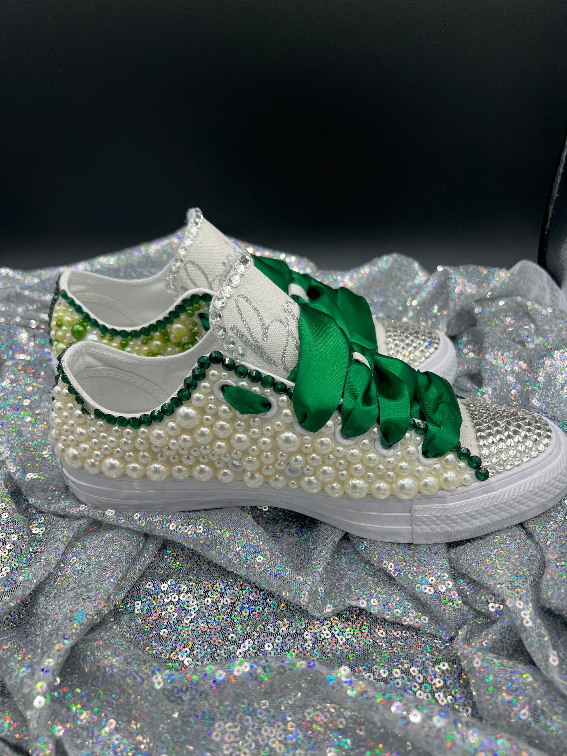 Diamonds & Pearls Custom Converse-Baby – The Art of Custom