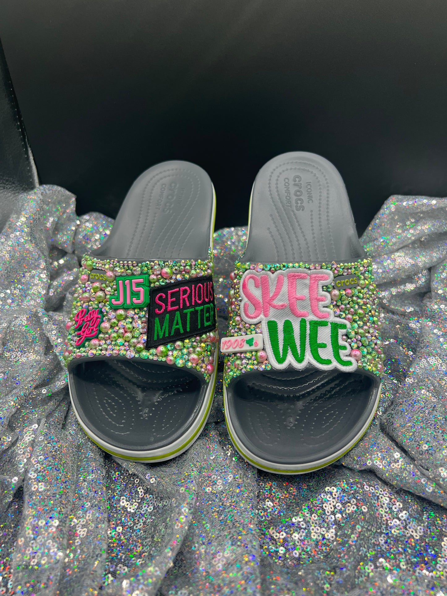 Added to my personal custom slides collection ✓😍😜 #Crocs #blingbling