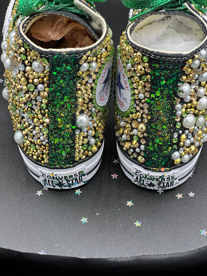 Chucks & Pearls Custom Converse-Adult