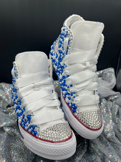 Chucks & Pearls Custom Converse-Adult