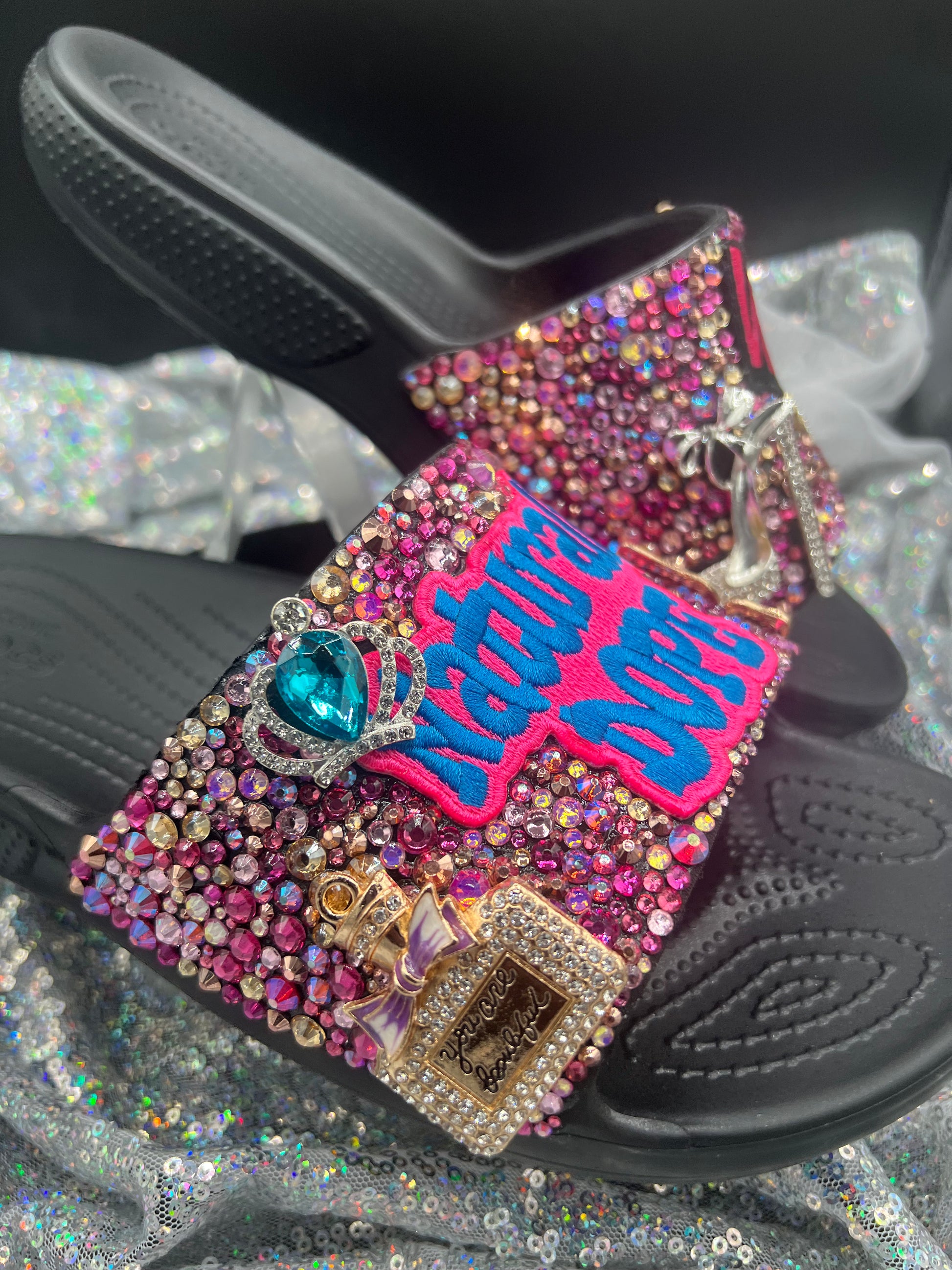 Added to my personal custom slides collection ✓😍😜 #Crocs #blingbling
